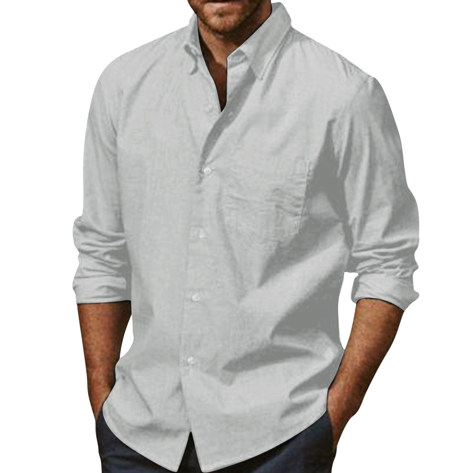 2023 cross-border foreign trade spring and summer new fashion trend men's long-sleeved shirt loose casual personality solid color shirt