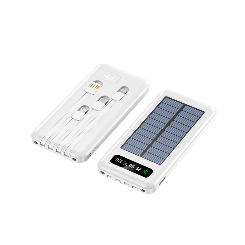 太陽光発電ポータブル充電器 20000mah 高容量超薄型屋外モバイル電源銀行内蔵ケーブル|undefined