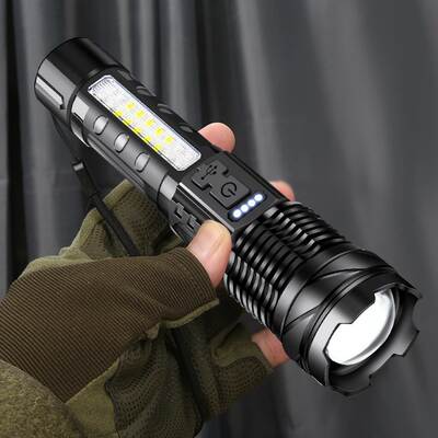 Cross-border new flashlight strong light outdoor patrol camping usb charging outdoor lighting white laser flashlight with COB