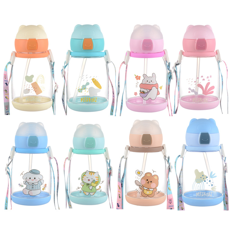 Summer Children's Creative Transparent Plastic Water Cup Portable Kindergarten Primary School Students' Large Capacity Straw Cup