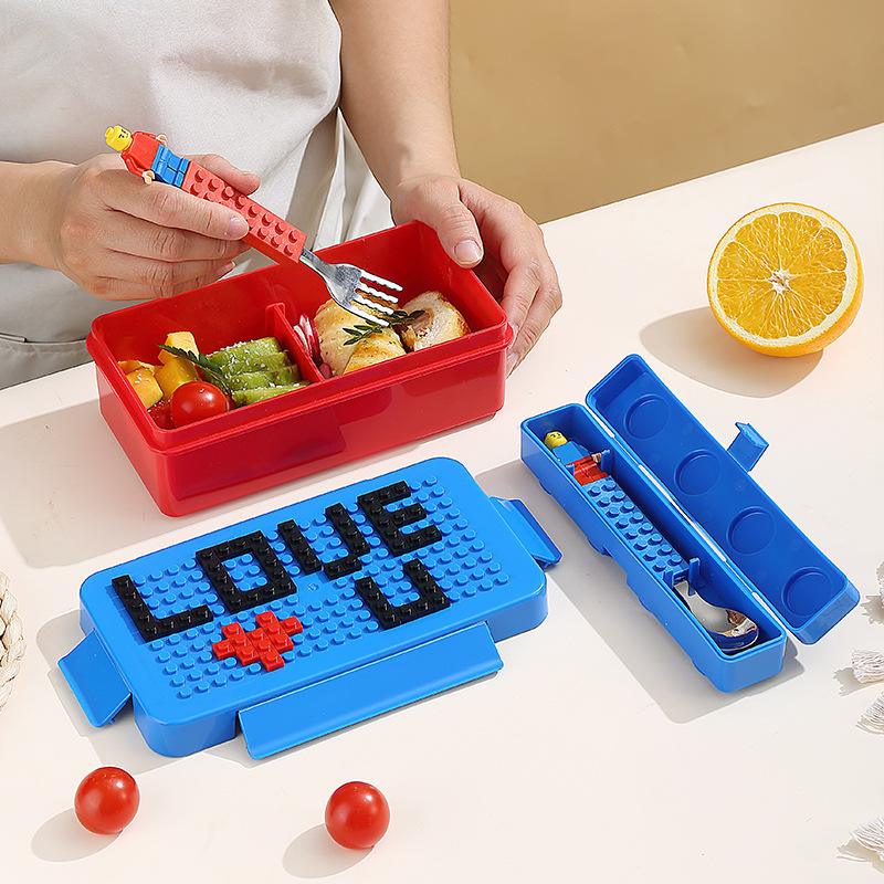 Diy積み木弁当箱ランチボックス子供用サラダボックス弁当箱果物箱電子レンジで温めることができます。|undefined