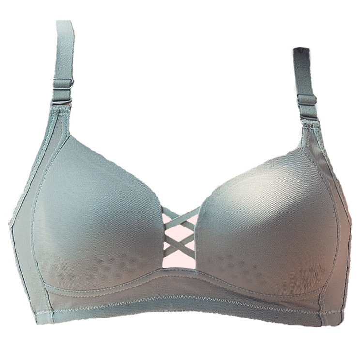 Japanese Style Comfortable No Steel Ring Sexy Girl's Breathable Cave Cup Thin Cross Underwear Women's Gathered Bra