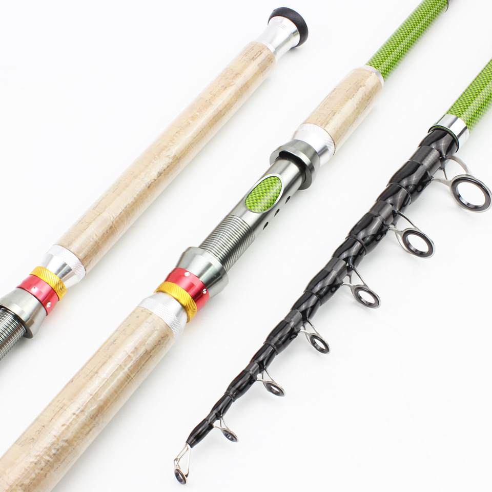 Cross-border a generation of long-cast telescopic Road Asian Rod long wooden handle sea rod rock fishing rod carbon carp perch Rod MH adjustment