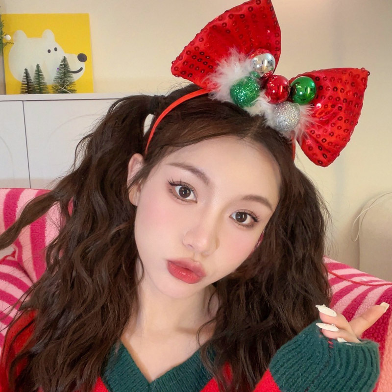 クリスマスツリーヘッドバンドヘアアクセサリーかわいい漫画の弓ヘアピン面白い女性の写真の小道具お祝い帽子|undefined