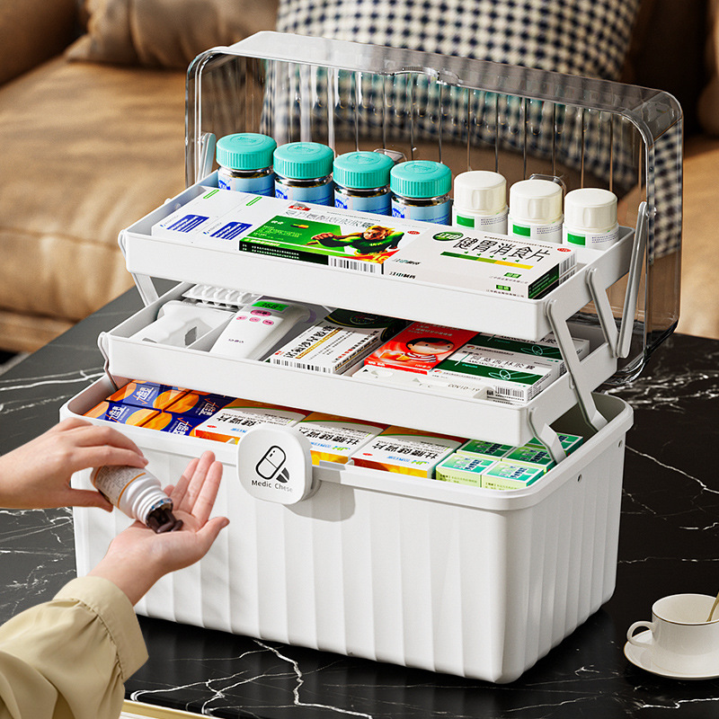 Large medicine box Family large capacity medicine box household epidemic prevention medicine storage box multi-layer classification medicine box wholesale