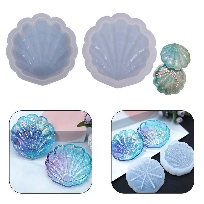 水晶滴膠模具貝殼收納盒模具擺台樹脂硅膠模具