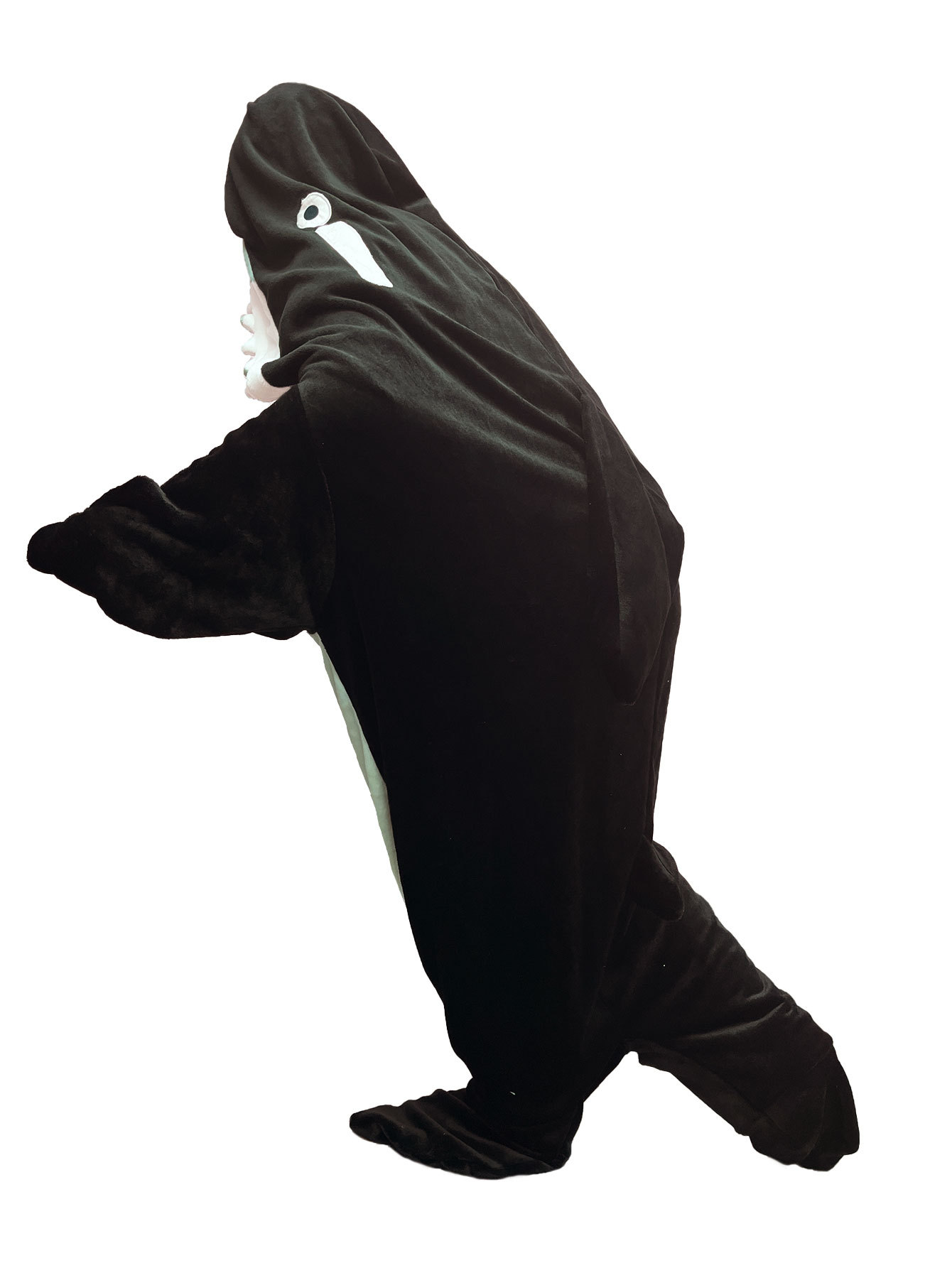Cross-border cartoon shark sleeping bag animal one-piece pajamas flannel shark home wear one-piece shark autumn and winter sleeping bag
