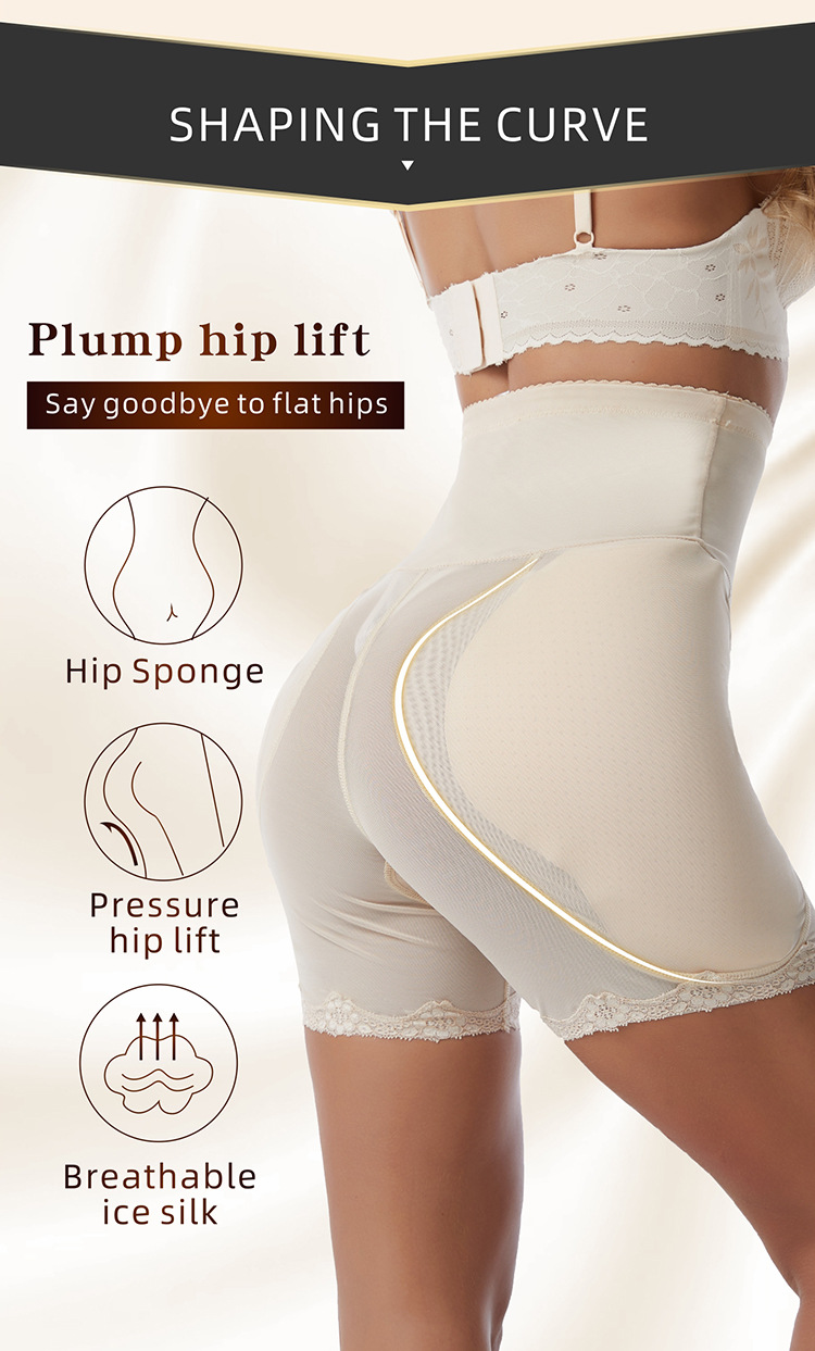 Figurformende Hose mit hoher Taille für Damen, postpartale Bauchformungshose, Arsch-Schwammpolster, volle Hüfte, Hüftlifting-Hose_voghion.com