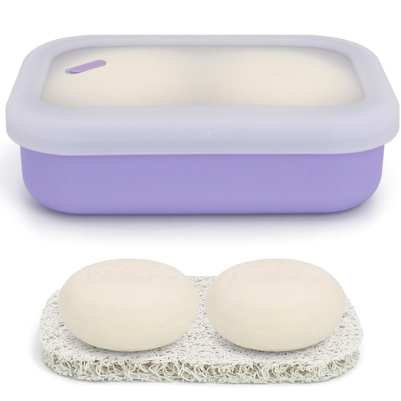 Cross-border New Portable Travel Silicone Soap Storage Box with Lid Leak-proof Soap Travel Non-slip Soap Container