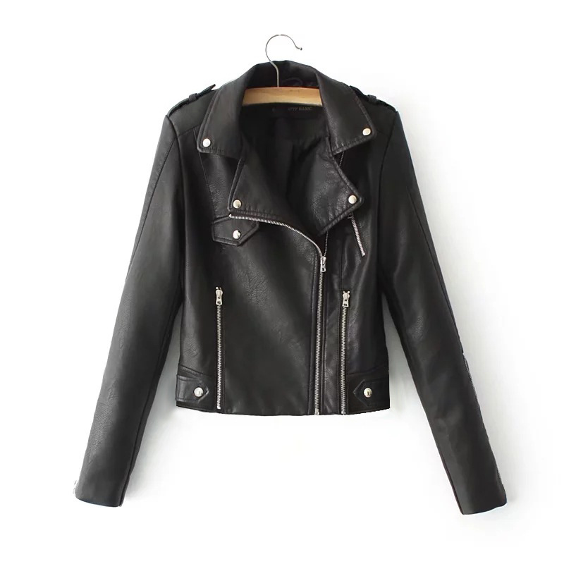 Autumn and winter new new European and American motorcycle jacket slim short coat jacket PU women's leather factory direct sales