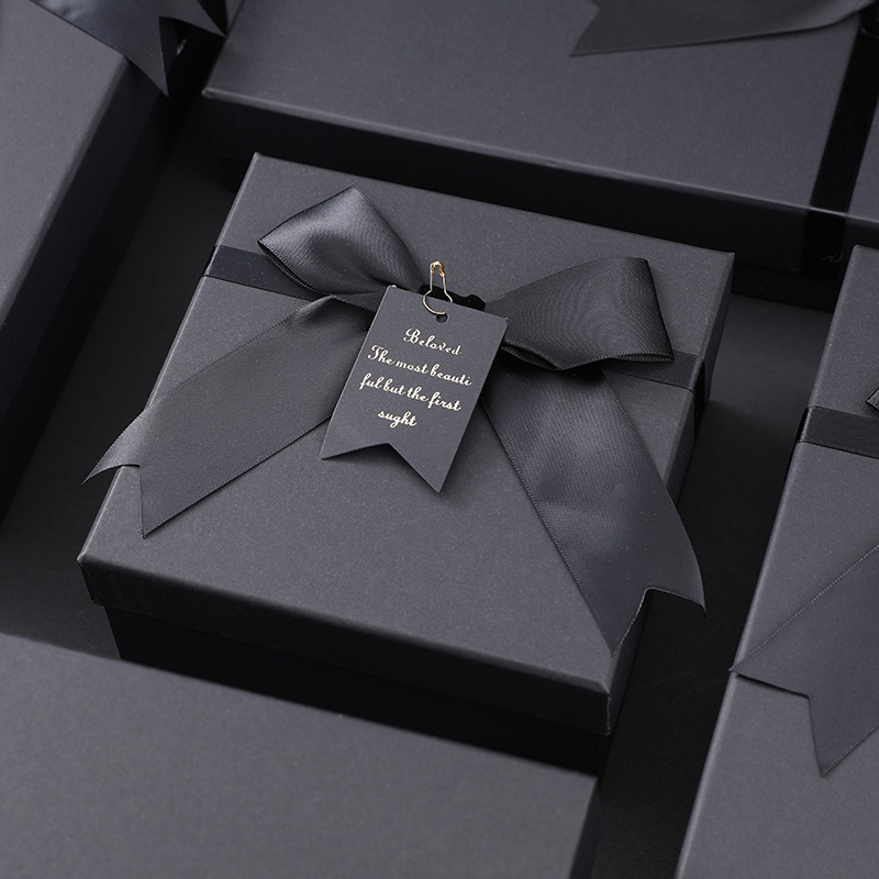 Black Square Kraft Paper Gift Box Valentine's Day Gift Box Jewelry Cosmetic Packaging Box Heaven and Earth Cover Gift Box