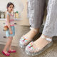 Summer New Small and Medium Girl Sandals and Slippers Rainbow Bow Jelly Shoes Roman Princess Baby Shoes Beach Shoes