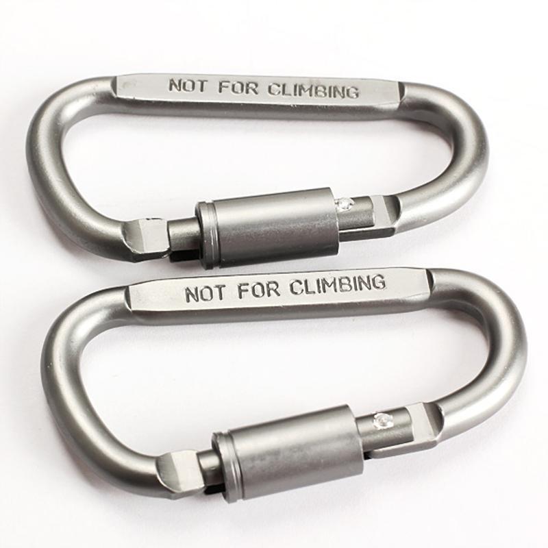 High quality gun color mountaineering buckle gold gun color aluminum alloy 8 D type quick-hanging buckle with lock key flat set