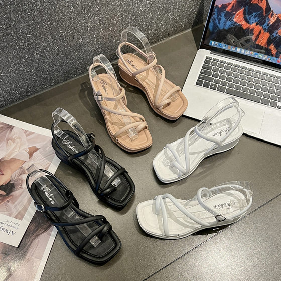 New style sandals women's summer fashion wedge platform sandals foreign trade thickened flip-flops outdoor all-matching beach slippers