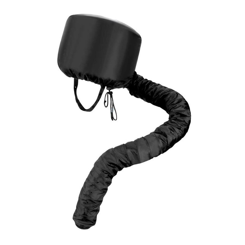 Hair dryer care perm hair dyeing style warm air drying hair treatment cap household Black Enhanced version tube lengthened
