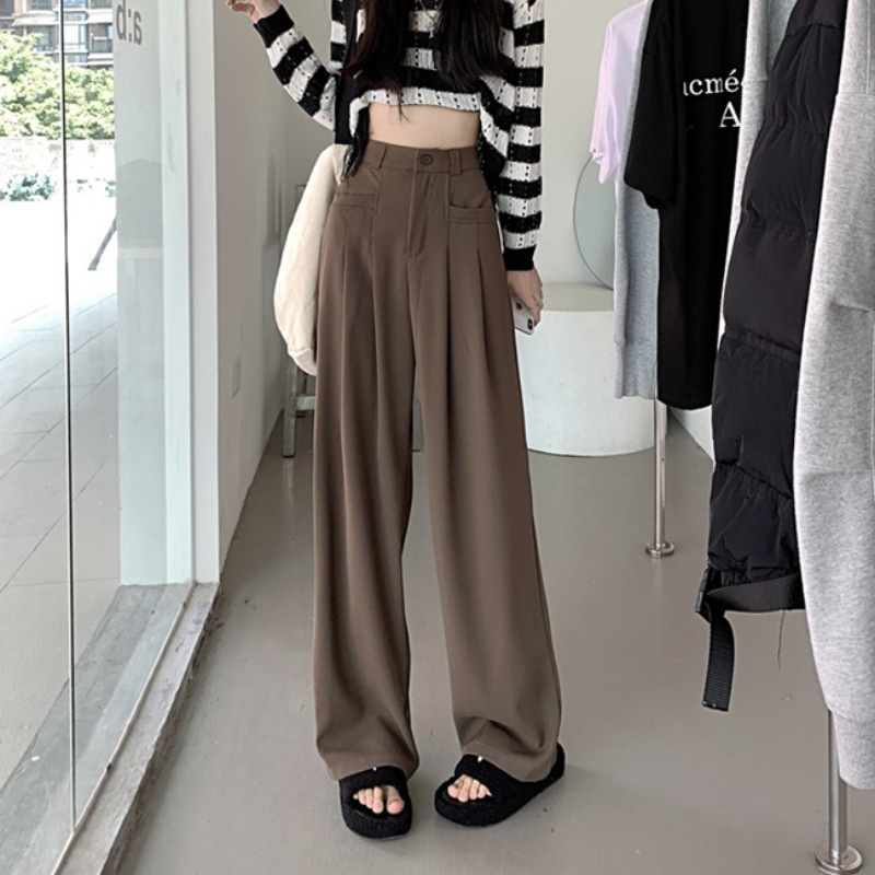 Spring and Autumn suit pants 2023 new popular gray draping suit pants high waist wide leg casual pants for women spring and autumn