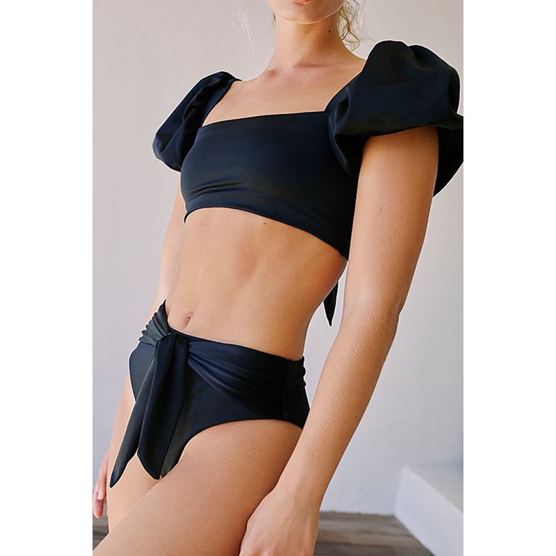 Amazon Swimwear Women's 2022 New Bikini Short Sleeve Swimwear Women's Puff Sleeve European and American Swimwear