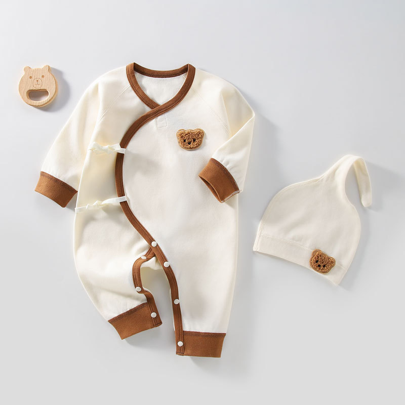 新生嬰兒衣服哈衣無骨a類春秋季蝴蝶衣0-3月初生寶寶爬服連體衣
