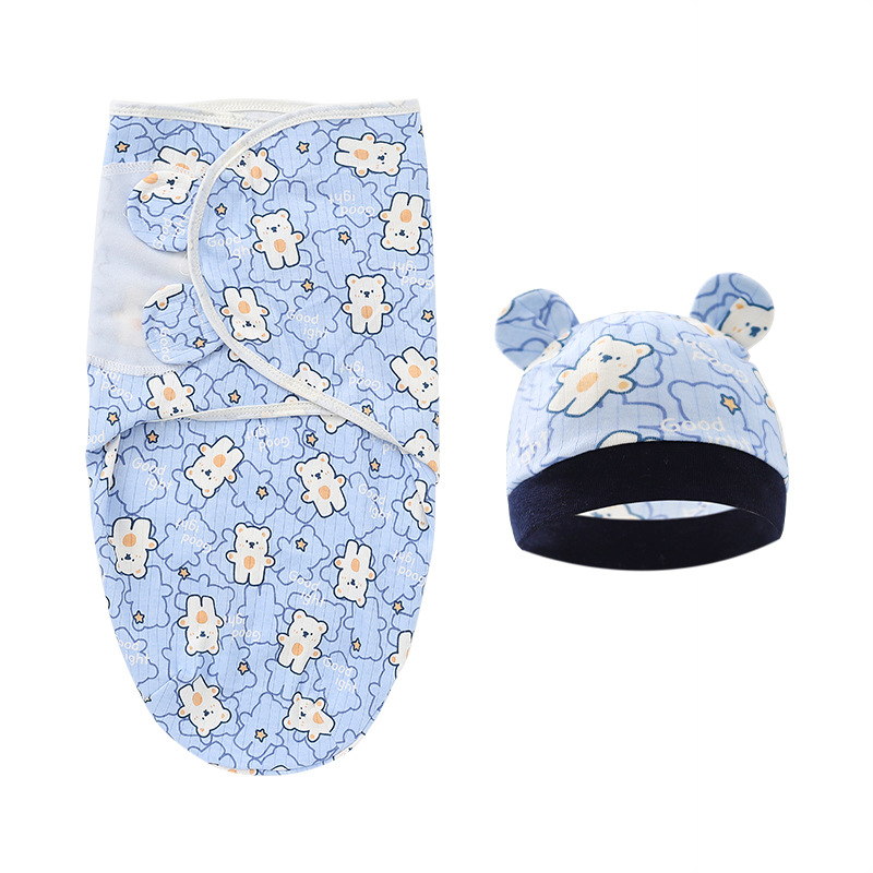 Foreign trade European and American newborn swaddling sleeping bag baby spring silkworm sleeping bag quilt anti-kick baby hat 8922025