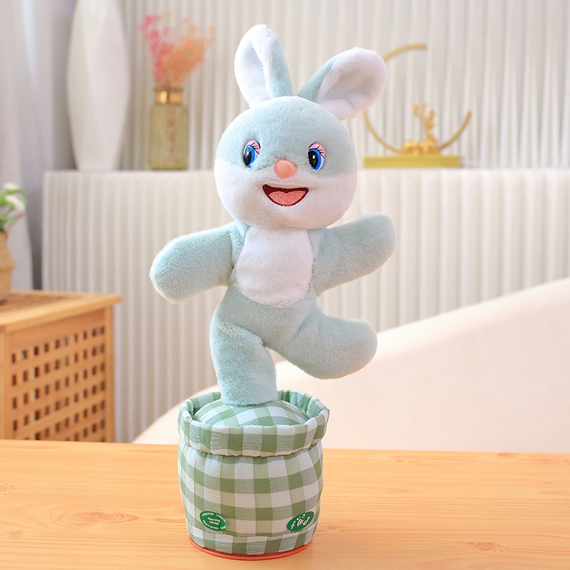 歌うことができるぬいぐるみの赤ちゃんが話すことを学ぶと、赤ちゃんをひねって踊るウサギ人形の子供の誕生日プレゼント