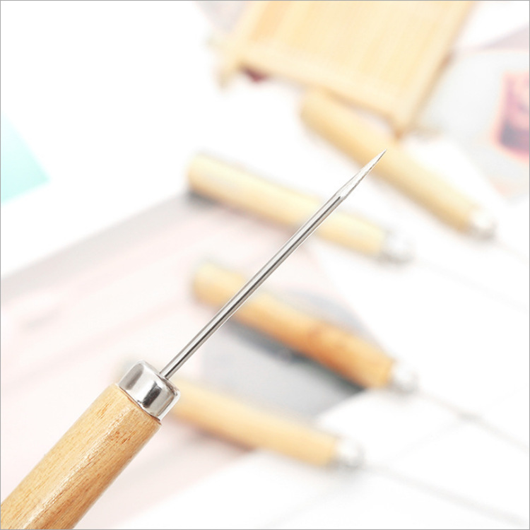 No. 1 awl diy sole leather drilling needle handmade straight small wooden handle