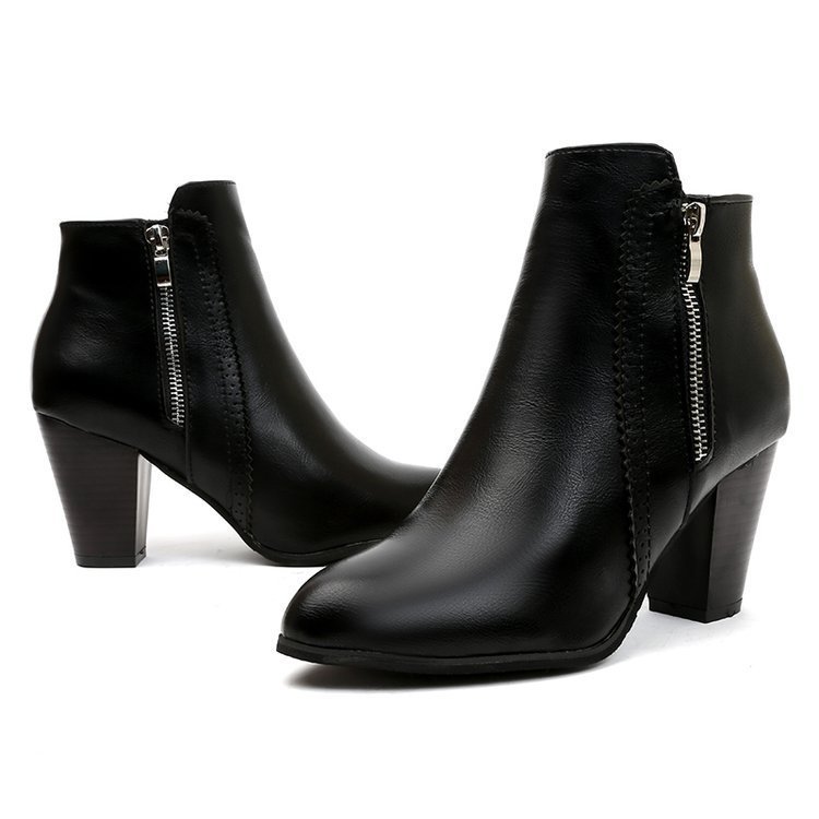 AliExpress 2020 autumn and winter Europe and the United States retro polished color thick with foreign trade side zipper boots Women's factory wholesale