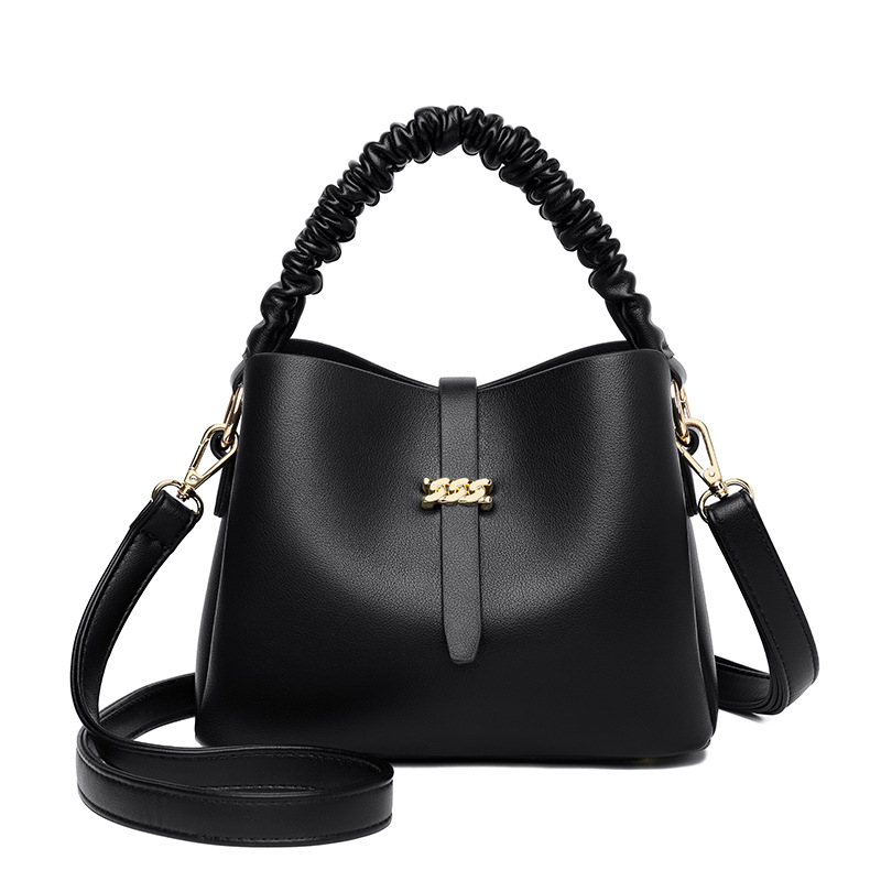 Trendy Bucket Bag Women's Bag Korean Style Shoulder Crossbody Niche Bag Texturized Soft Leather Handbag for Hand Bag_voghion.com