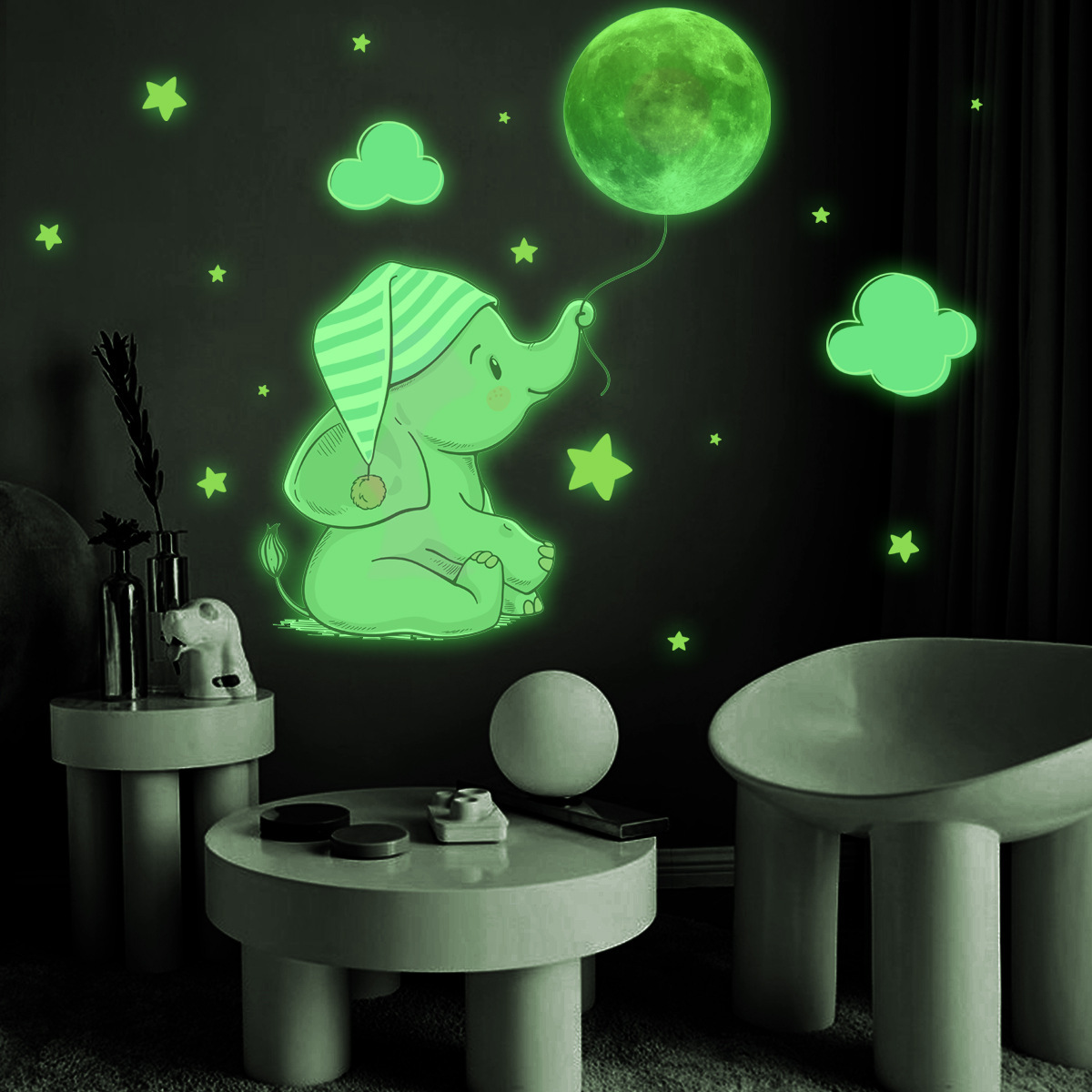 Wall stickers clouds rainbow decorative wall wallpaper self-paste wholesale cartoon children moisture-proof wall stickers luminous stickers