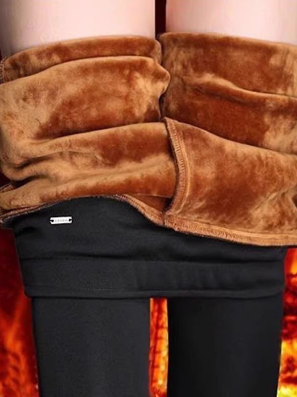 Casual pants women's autumn and winter high waist stretch pencil pants middle-aged mom pants fleece-lined thick leggings women's outer wear fashion