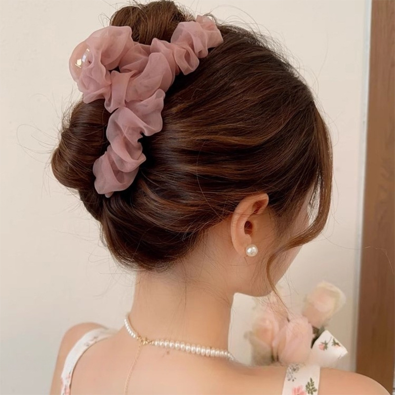 Koreanischen stil super fee Herbst plissee mesh haarnadel weibliche zurück kopf temperament hochsteckfrisur haar clip große shark clip high-grade_voghion.com