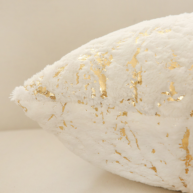 Pillow cross-border ins hot sale plush bronzing pillowcase home supplies sofa living room bedside cushion waist pillow