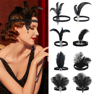 1920s Gatsby's same feather hair band headdress single Ball Masquerade Halloween Carnival party