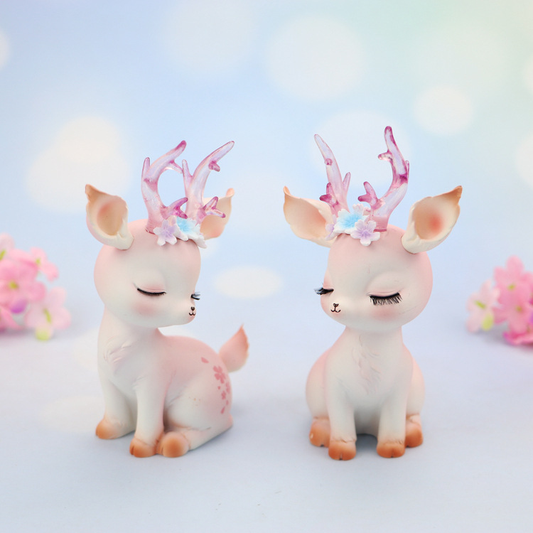 Nordic Cute Fawn Car Accessories Car Ornaments Girl's Heart Room Layout Bedroom Bedside Decoration Ornaments