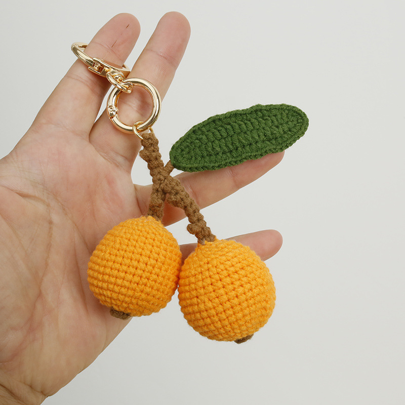 Creative Handmade Crocheted Loquat Fruit Pendant Baoma Wool Woven Fruit Pendant Cute Bag Pendant