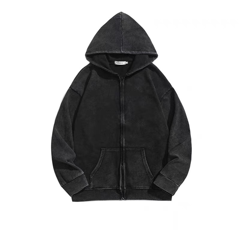 To figure the production of vests diy a minimum order of 400 grams of heavy washed old hooded long sleeve loose vests autumn men