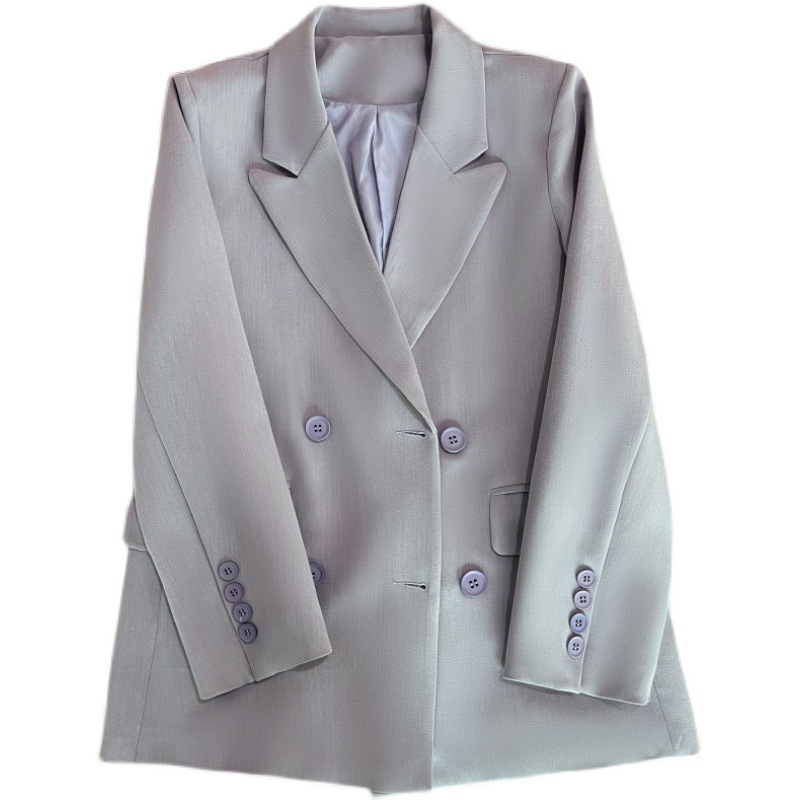 2024 Spring and Autumn new design fashionable all-match double-breasted niche suit Taro purple suit jacket for women