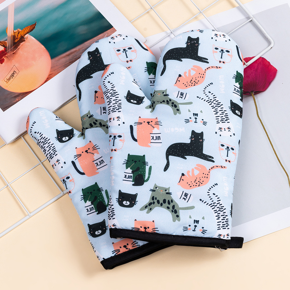 Kitchen thickened microwave oven oven gloves animal clear printing household heat insulation baking gloves factory direct supply
