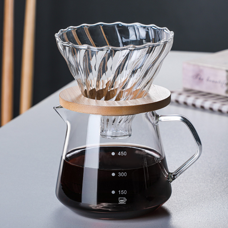 卸売りガラス手沖コーヒーポットセットコーヒーフィルターカップ共有ポット抽出ポットコーヒー器具印刷可能loge|undefined