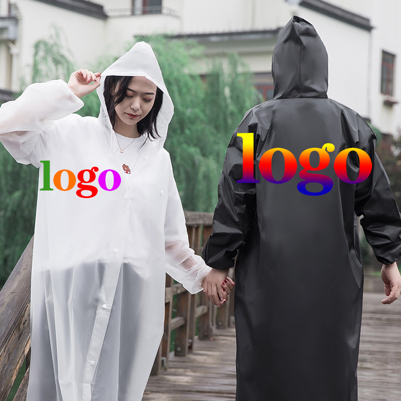 EVA Raincoat Travel Portable Non-Disposable Raincoat Riding Hiking Thickened Poncho Full Body Outdoor logo Printing