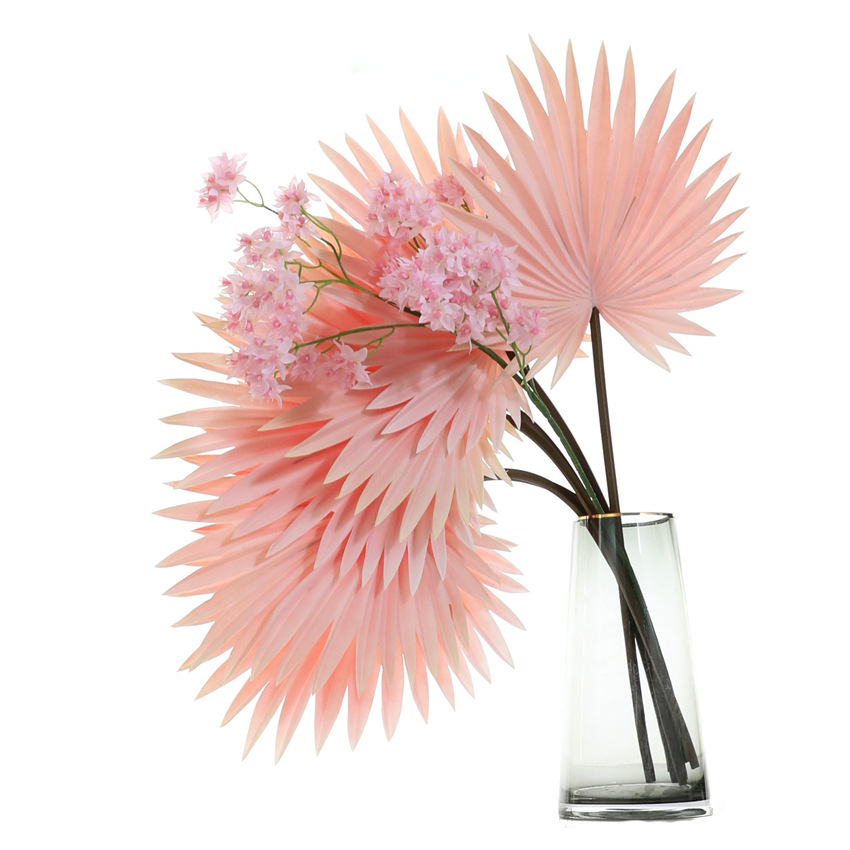 Artificial flower palm leaf sunflower fan PU fake flower wedding decoration background PU Fan home art decoration