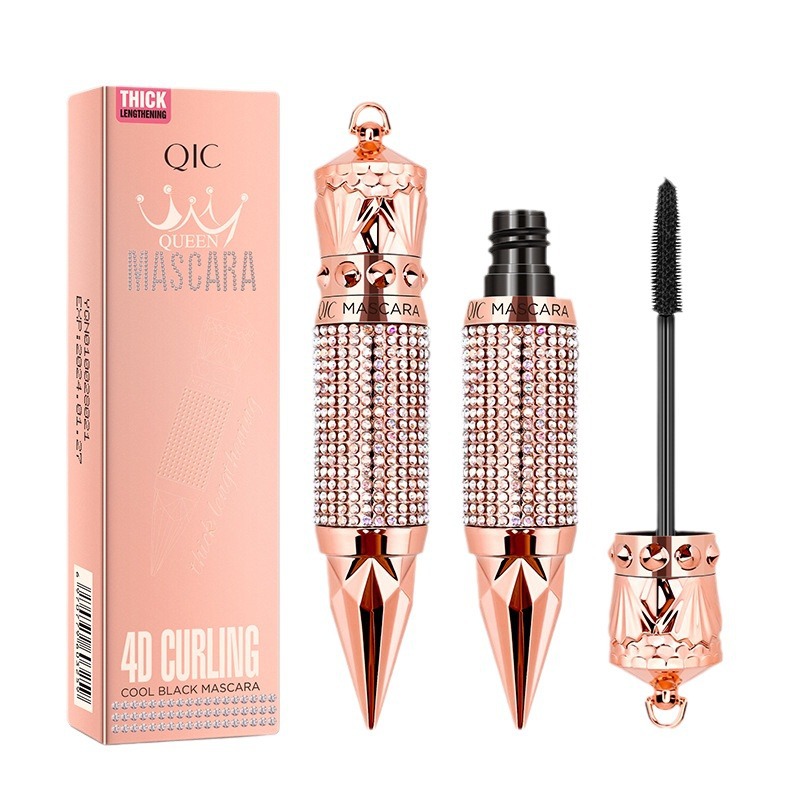 QIC cross-border Queen's cane mascara waterproof lengthening non-blooming long curling broken Diamond eyelash base makeup