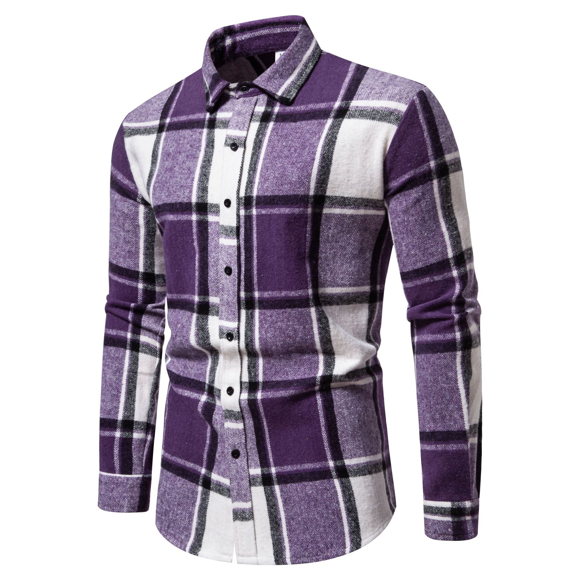 Cross-border 2024 Autumn and Winter New Men's Plaid Loose Casual Long Sleeve Shirt Thickened Shirt Amazon European Size