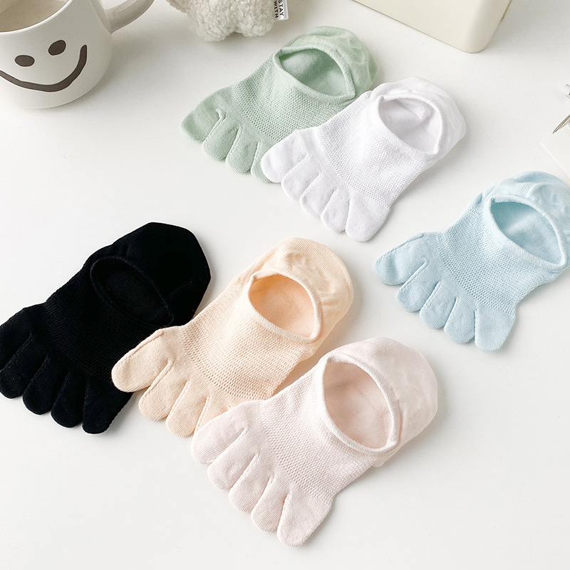 Atmungsaktive unsichtbare Fünffingersocken aus Baumwolle für Damen_voghion.com