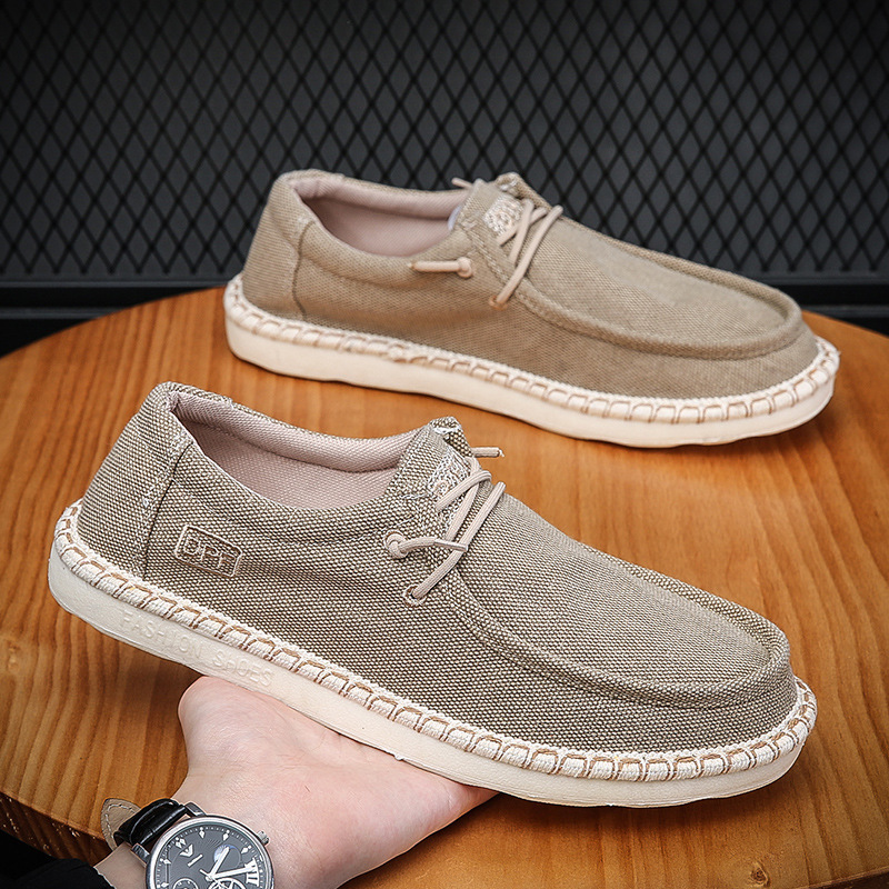 Men's Old Beijing Cloth Shoes Breathable Slip-on Foreign Trade Men's Shoes Spring and Summer 2023 New Retro Casual Canvas Shoes