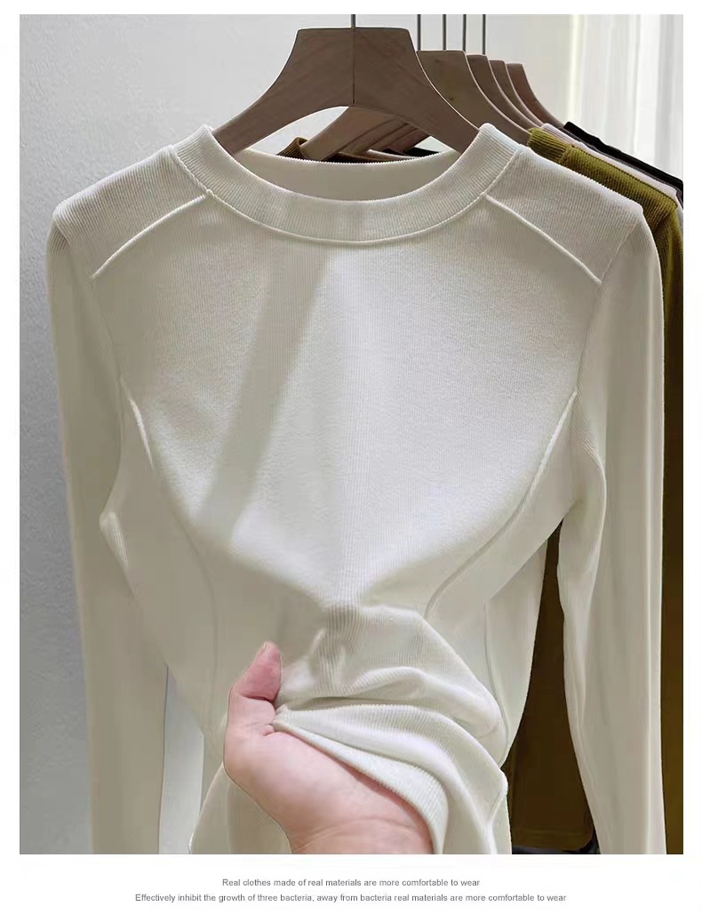 Spring and Autumn new women's Fishbone T-shirt women's long-sleeved inner wear slim outer wear all-matching bottoming shirt women's top