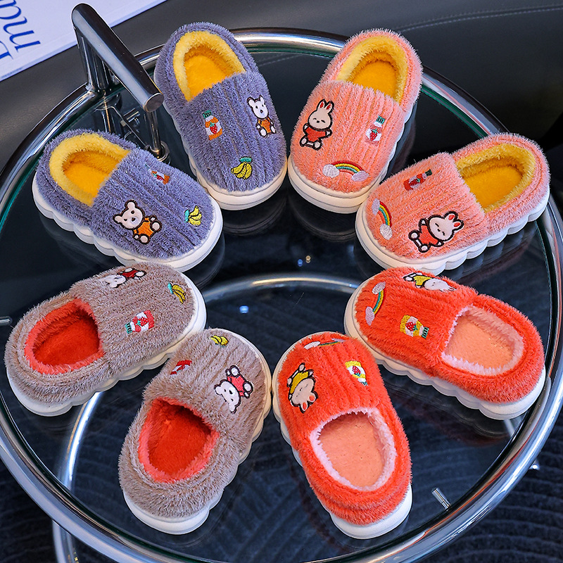 儿童棉鞋包跟冬季可爱卡通男女童家居保暖中大童防滑厚底宝宝棉鞋