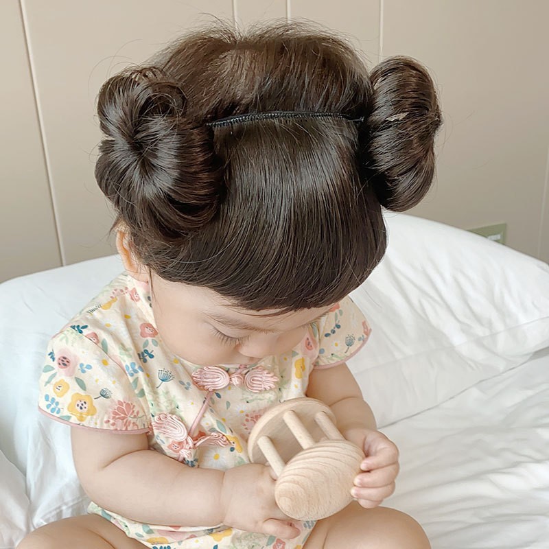 子供のプリンセスショートカーリーヘアウィッグヘッドカバー女の赤ちゃんかわいい小さなクリップヘアピース子供のための|undefined