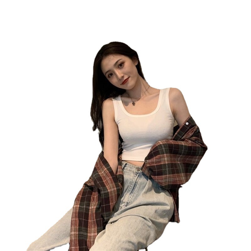 Black Small Vest with Base Sleeveless Sling Women's Summer Outfit Instagram Popular Hot Girl Sports Short Top