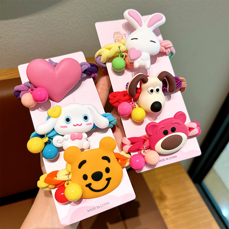 Cute children's diy handmade gift woven rubber band hair rope strawberry bear couple bracelet hair ring color leather cover female