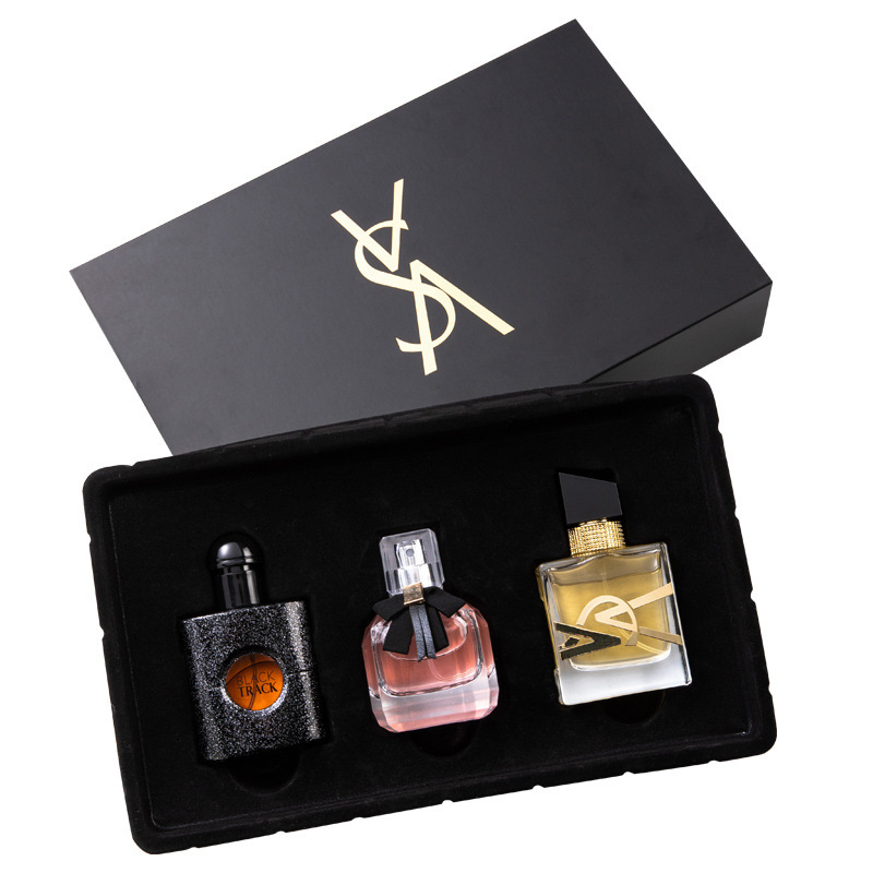 Women's perfume lasting fragrance Light Fragrance Gift Set Free Water Black Opium reversal Paris three-piece set Wholesale